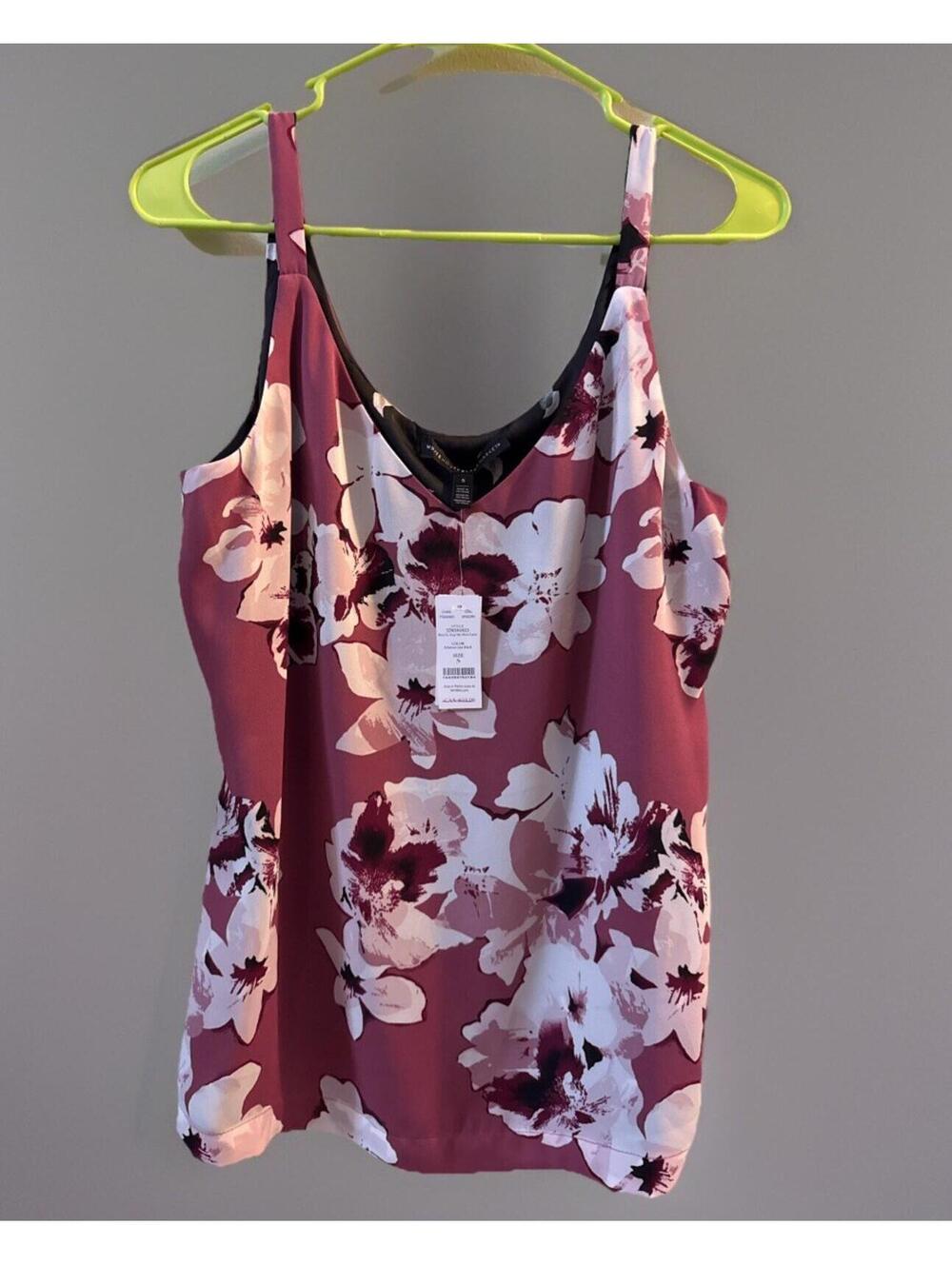 White House Black Market Mauve Floral Black reversible Sleeveless Top Small NWTs